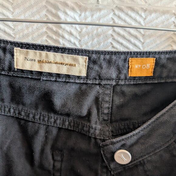 Pilcro Anthropologie Black Denim Button-Down Fray Hem Skirt Size 8 - Picture 3 of 8